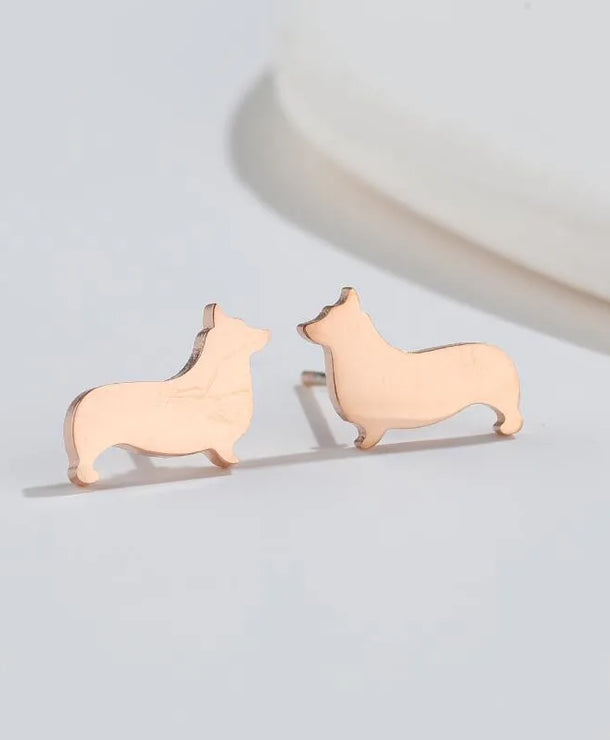 Aretes de botón de acero 304 con baño de oro 18K y diseño de animalitos - imagen 34