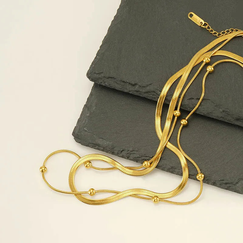 Collar de capas con baño de oro 18K para mujer en acero inoxidable 304 - imagen 3