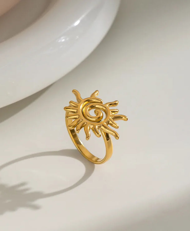 Anillo de acero inoxidable 304 con diseño de sol, hipoalergénico - imagen 5