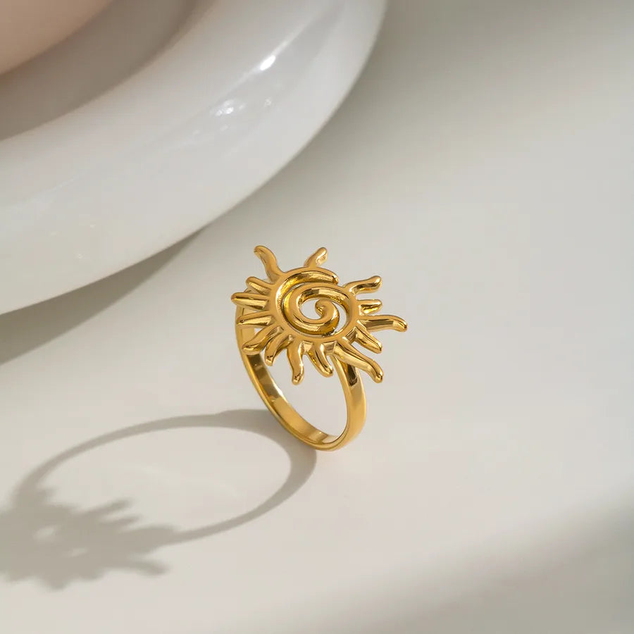 Anillo de acero inoxidable 304 con diseño de sol, hipoalergénico - imagen 5