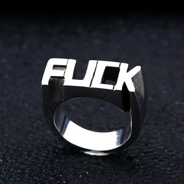 Anillo de aleación con diseño de letras, estilo punk unisex - imagen 3