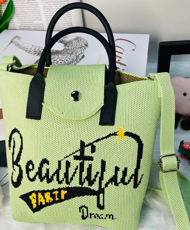 Bolso cruzado tejido con estampado de letras y flores para mujer - imagen 9
