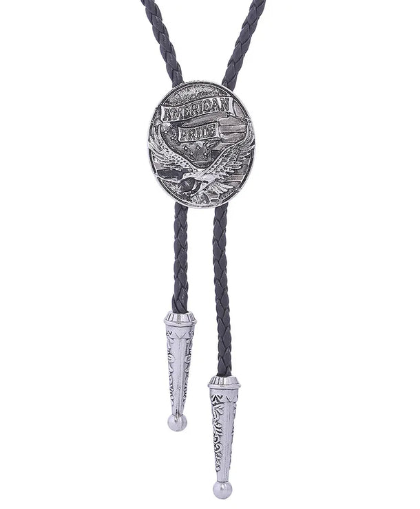 Corbata bolo de aleación con cordón de piel y dijes de estrella y calavera - imagen 12