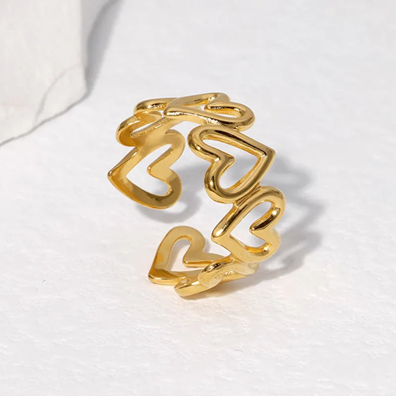 Anillo ajustable con forma de corazón y baño de oro 18K para mujer - imagen 15