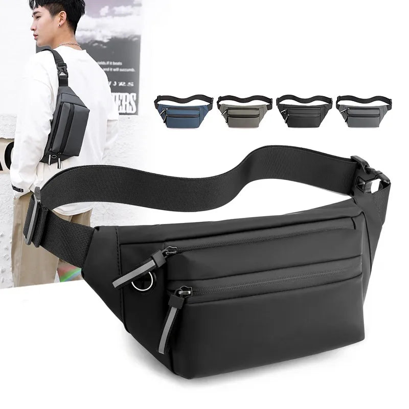 Riñonera impermeable de tela Oxford para hombre, estilo deportivo