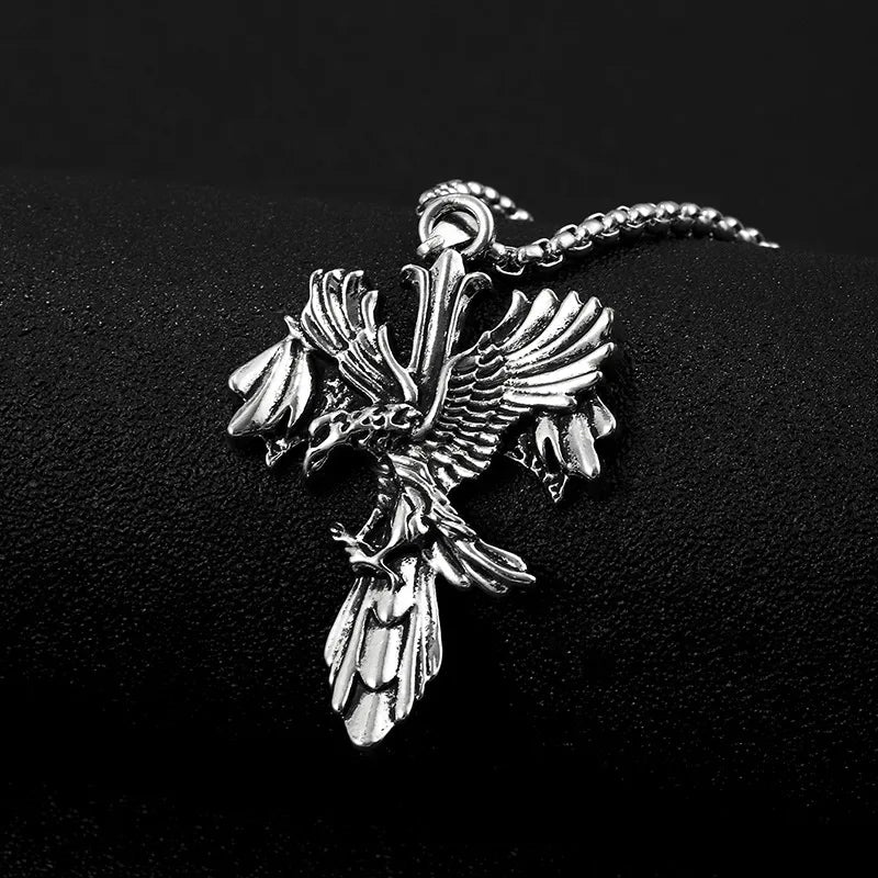 Collar con dije de águila y cruz estilo hip-hop en aleación - imagen 2