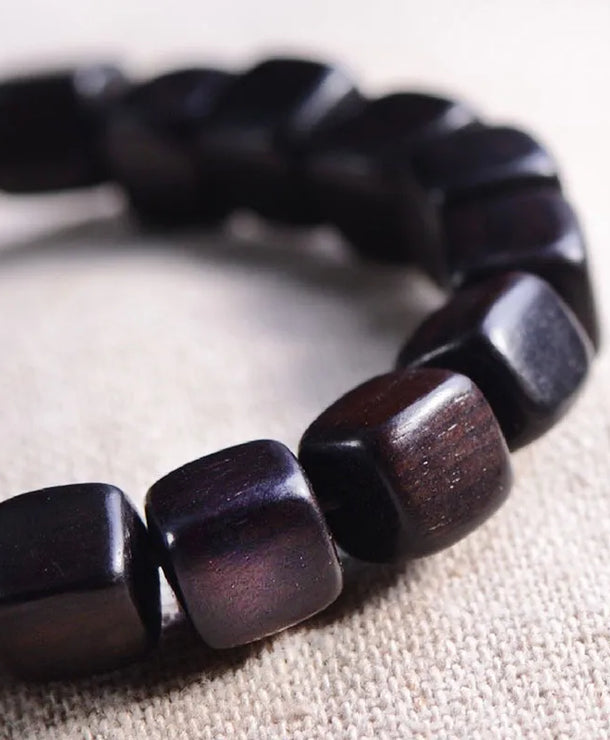 Pulsera de madera con cuentas negras, estilo natural unisex - imagen 4