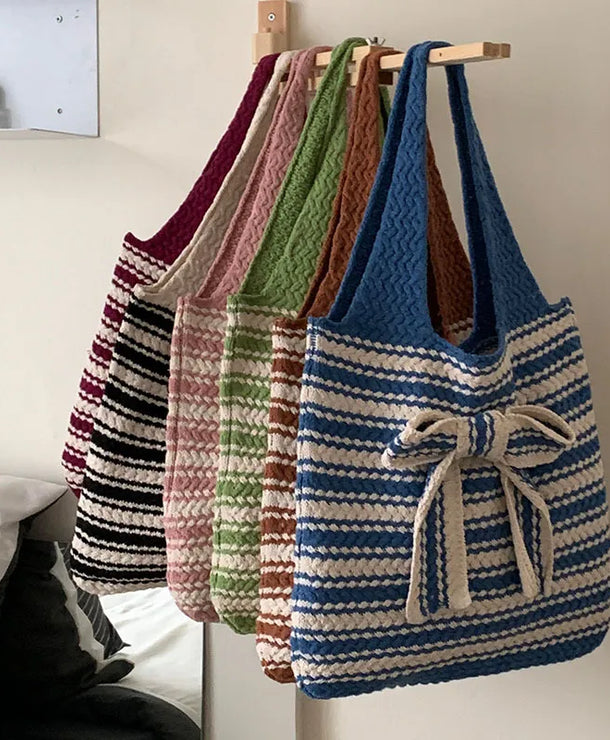 Bolso de hombro de poliéster con moño y tejido vintage para mujer