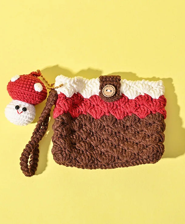 Monedero de estambre tejido a crochet con estampado de frutas, unisex - imagen 12