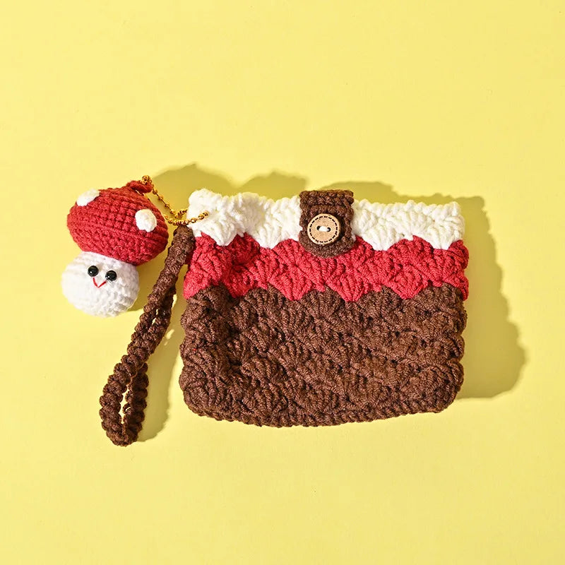 Monedero de estambre tejido a crochet con estampado de frutas, unisex - imagen 12