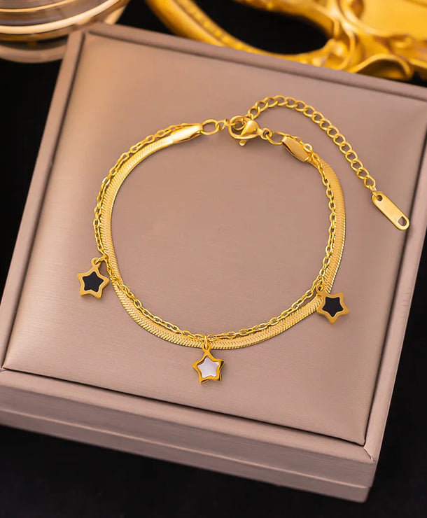 Pulsera de corazones con cadena cubana en acero 304 y baño de oro 18K - imagen 43