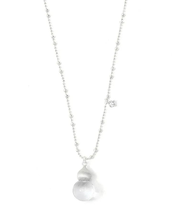Collar con dije de cristal transparente y acabado cepillado para mujer - imagen 5