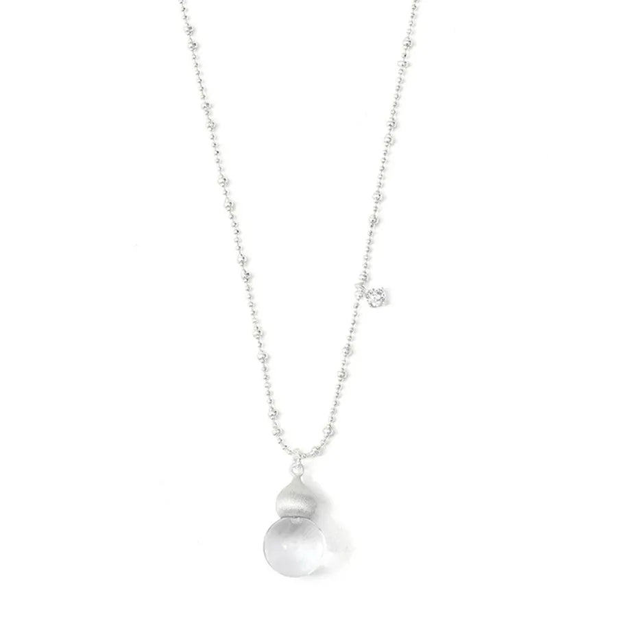 Collar con dije de cristal transparente y acabado cepillado para mujer - imagen 5