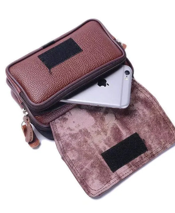 Riñonera de piel sintética para hombre en color liso, estilo vintage - imagen 2