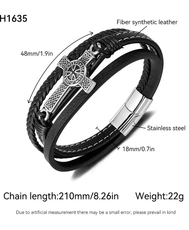 Brazalete de cruz tejido de acero inoxidable 304 para hombre - imagen 2