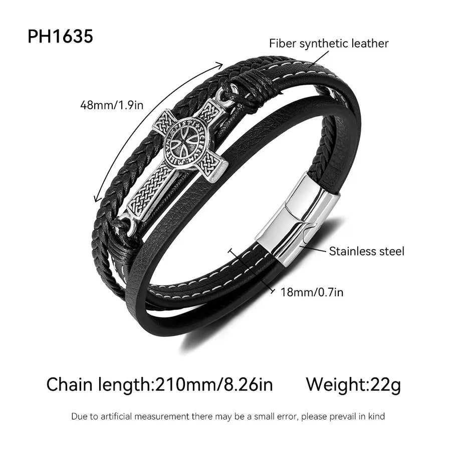 Brazalete de cruz tejido de acero inoxidable 304 para hombre - imagen 2