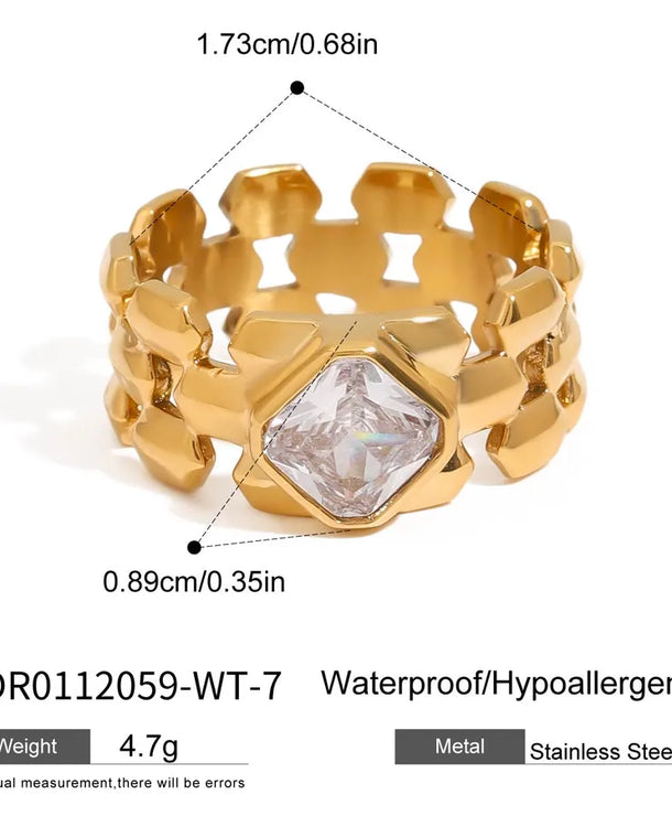 Anillo de acero inoxidable con diseño geométrico, estilo sencillo - imagen 18