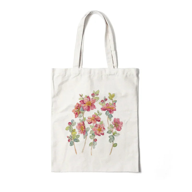 Bolso de lona con estampado de flores para mujer, diseño abierto - imagen 29
