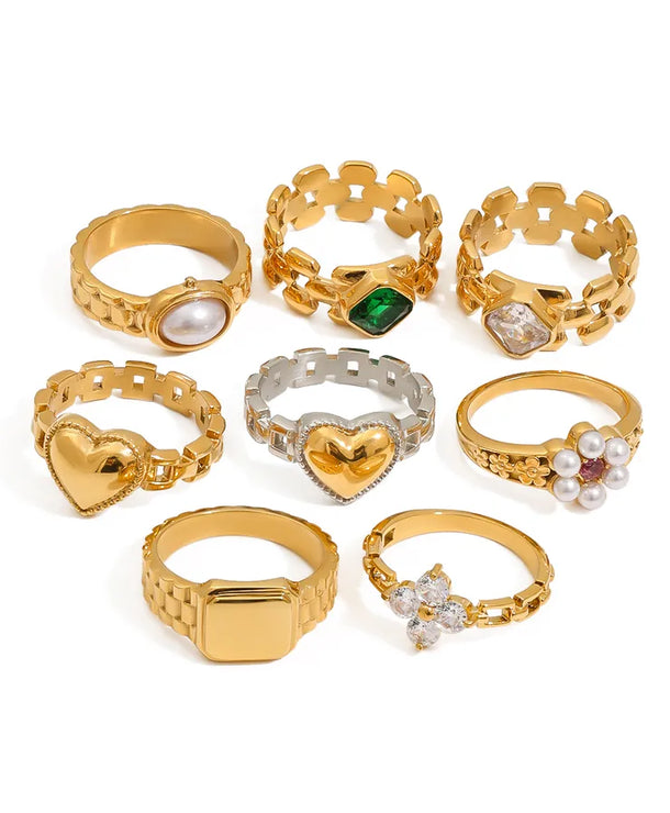 Anillo de acero inoxidable con diseño geométrico, estilo sencillo - imagen 7