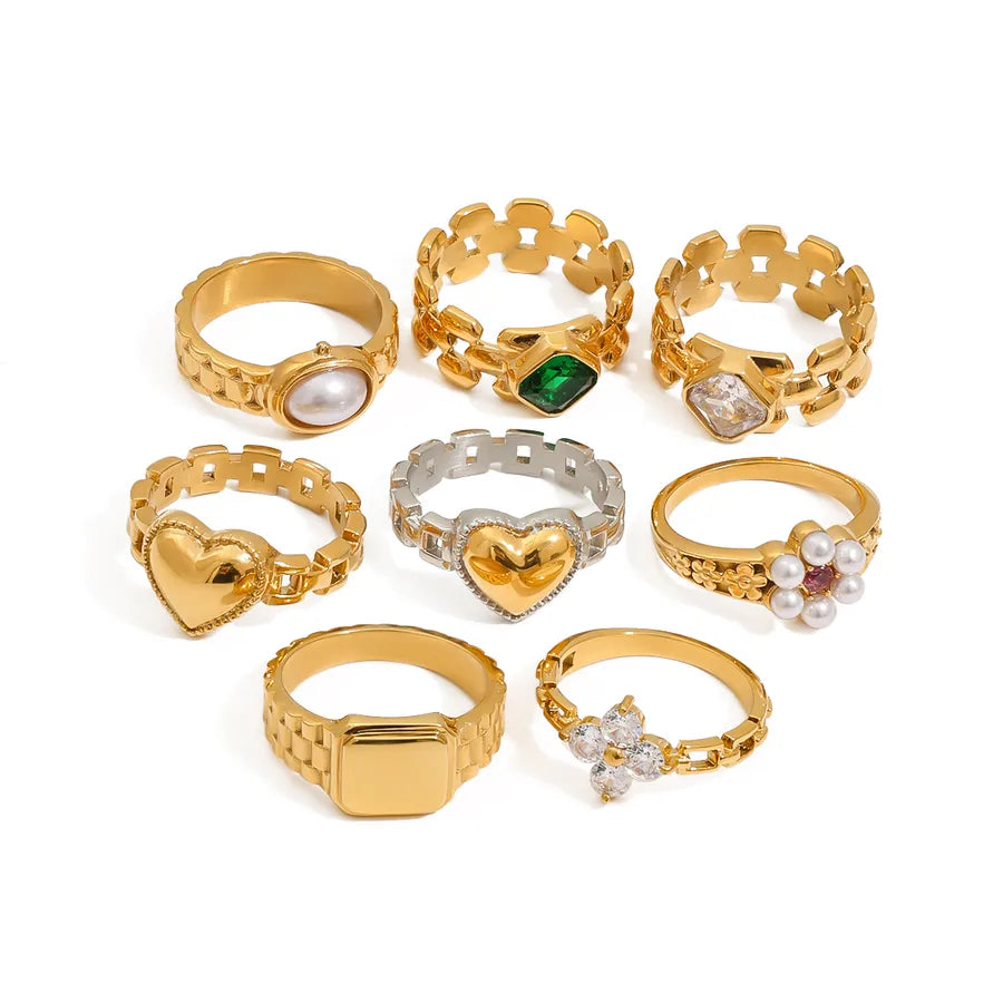 Anillo de acero inoxidable con diseño geométrico, estilo sencillo - imagen 7