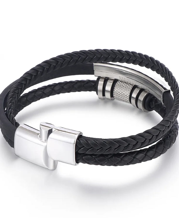 Pulsera de piel trenzada unisex con broche magnético de aleación - imagen 4