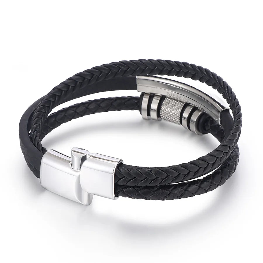 Pulsera de piel trenzada unisex con broche magnético de aleación - imagen 4