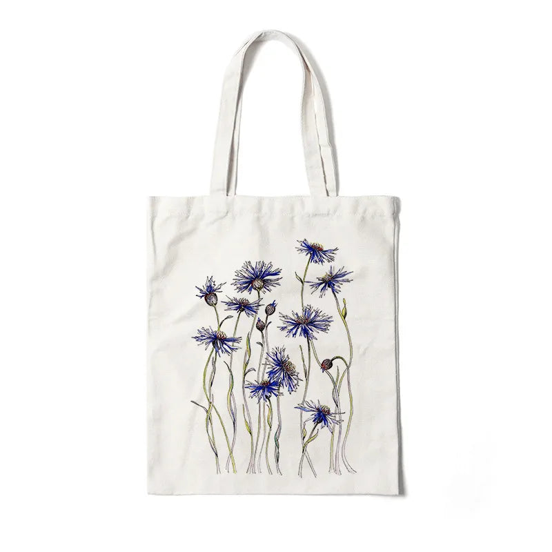 Bolso de lona con estampado de flores para mujer, diseño abierto - imagen 8