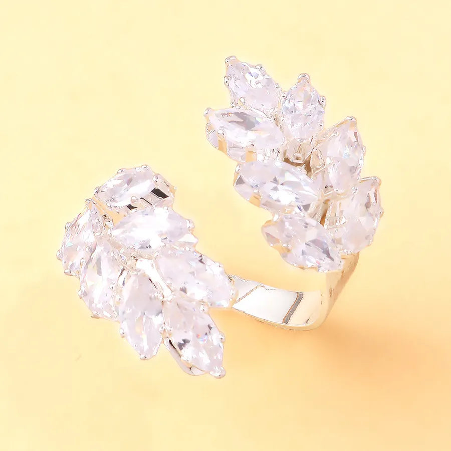 Anillos con diseño de hojas e incrustación de circonia para mujer - imagen 4
