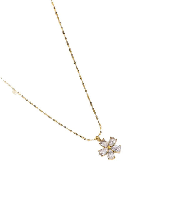 Collar de acero 304 con baño de oro 18K y diseño floral para mujer - imagen 5