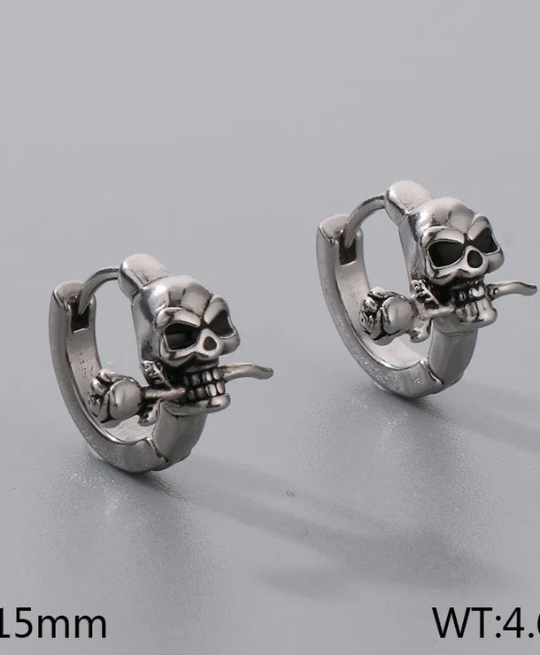 Aretes de acero 304 con dije de calavera e incrustación de circonia - imagen 13