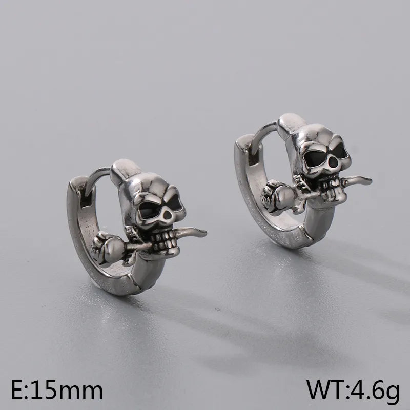 Aretes de acero 304 con dije de calavera e incrustación de circonia - imagen 13
