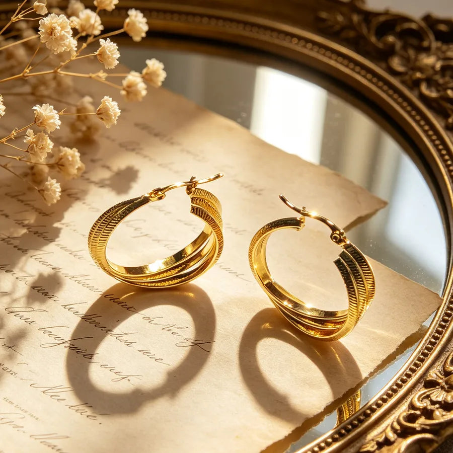 Aretes de acero inoxidable 304 con diseño en forma de C para mujer - imagen 6