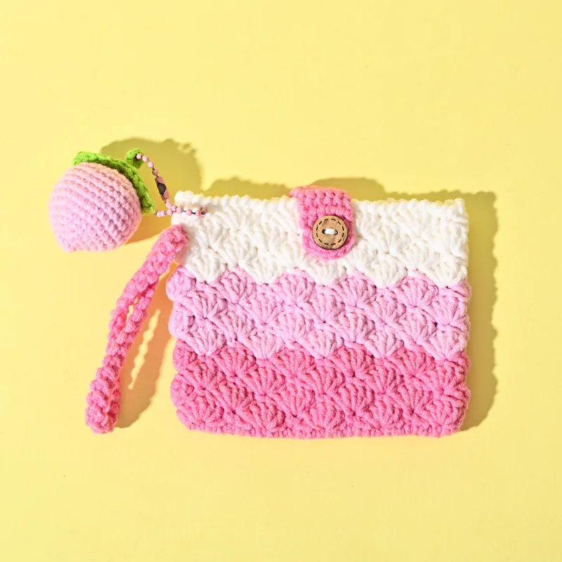 Monedero de estambre tejido a crochet con estampado de frutas, unisex - imagen 14