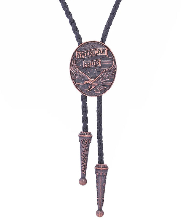 Corbata bolo de aleación con cordón de piel y dijes de estrella y calavera - imagen 16