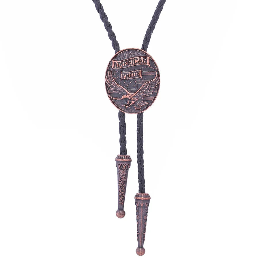 Corbata bolo de aleación con cordón de piel y dijes de estrella y calavera - imagen 16