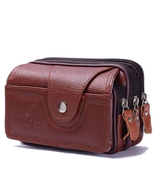 Riñonera de piel sintética para hombre en color liso, estilo vintage - imagen 4
