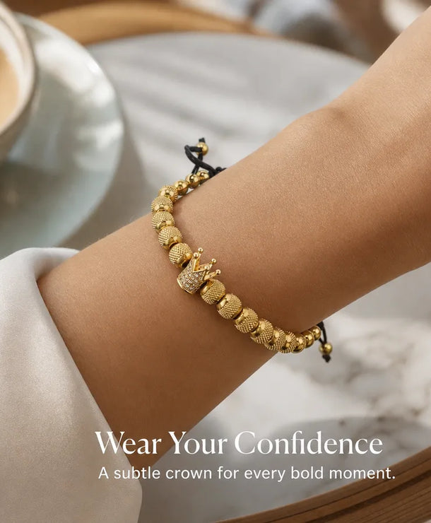 Pulsera de corona chapada en oro 18K con circonias, ajustable - imagen 2