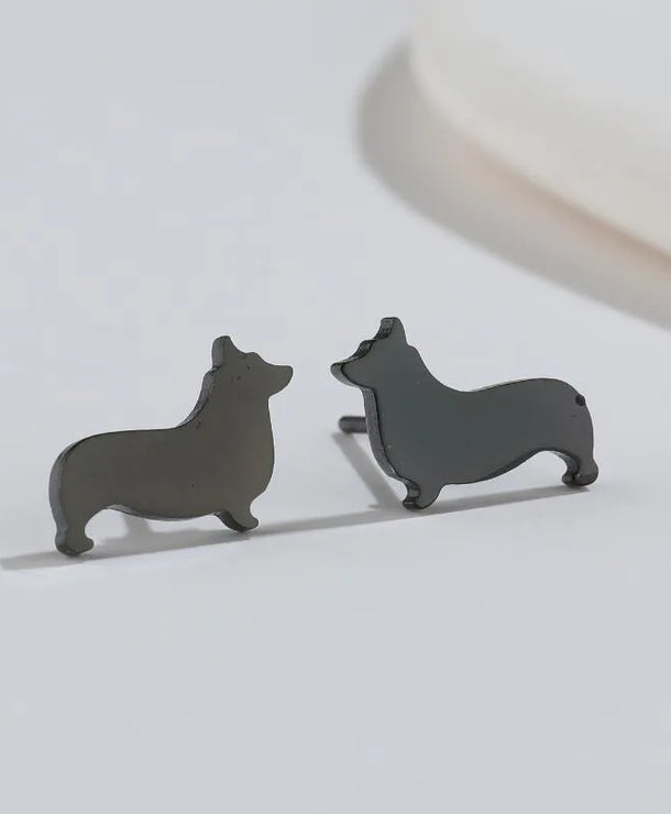 Aretes de botón de acero 304 con baño de oro 18K y diseño de animalitos - imagen 35