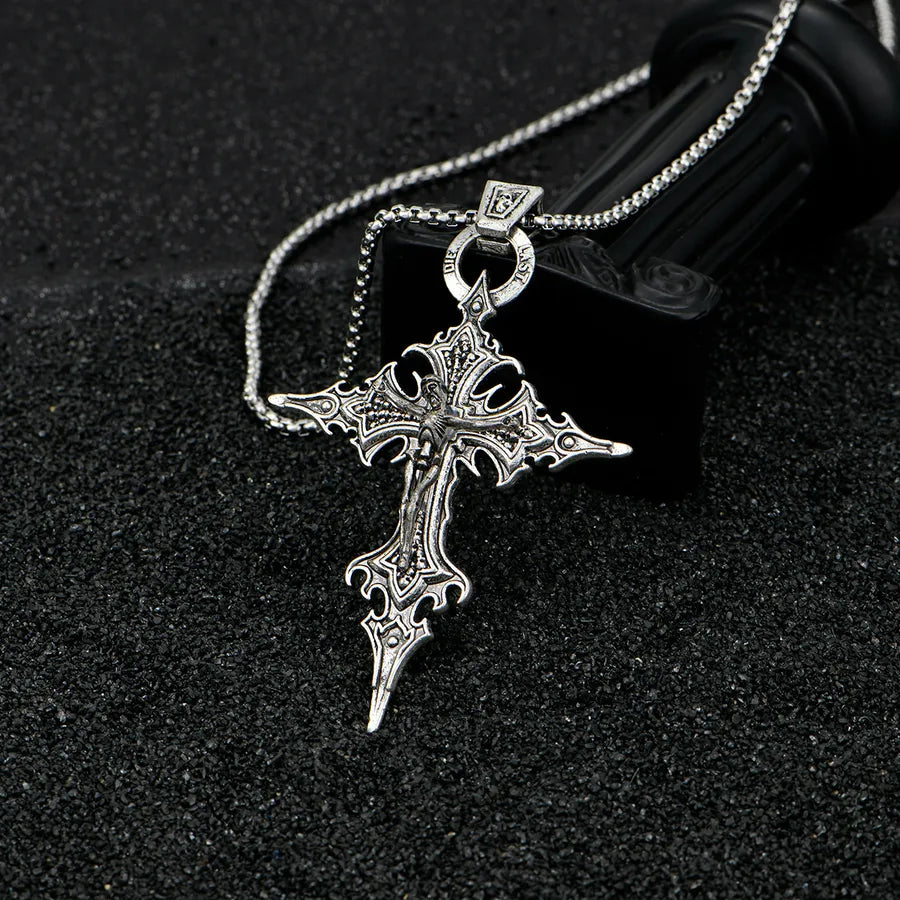 Collar con dije de cruz y calavera en aleación, estilo gótico - imagen 3