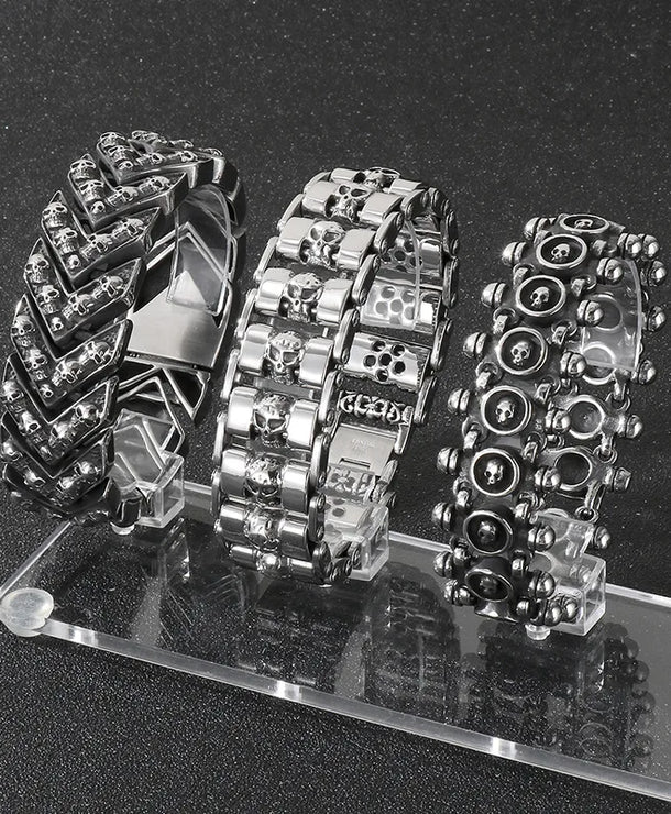 Pulsera de cadena en acero 304 con dije de calavera, hip-hop rock