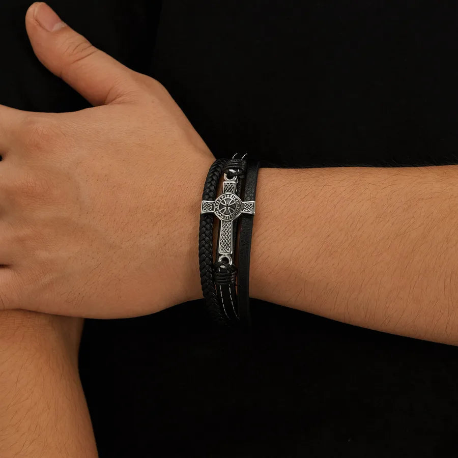 Brazalete de cruz tejido de acero inoxidable 304 para hombre - imagen 4