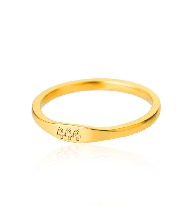 Anillo de números de acero inoxidable con detalle dorado, unisex - imagen 10