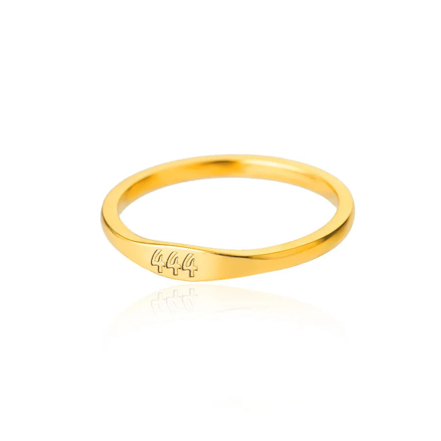 Anillo de números de acero inoxidable con detalle dorado, unisex - imagen 10