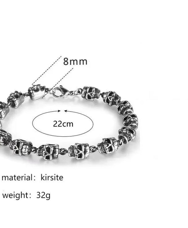 Pulsera de aleación con diseño geométrico de calavera, estilo hip-hop - imagen 5