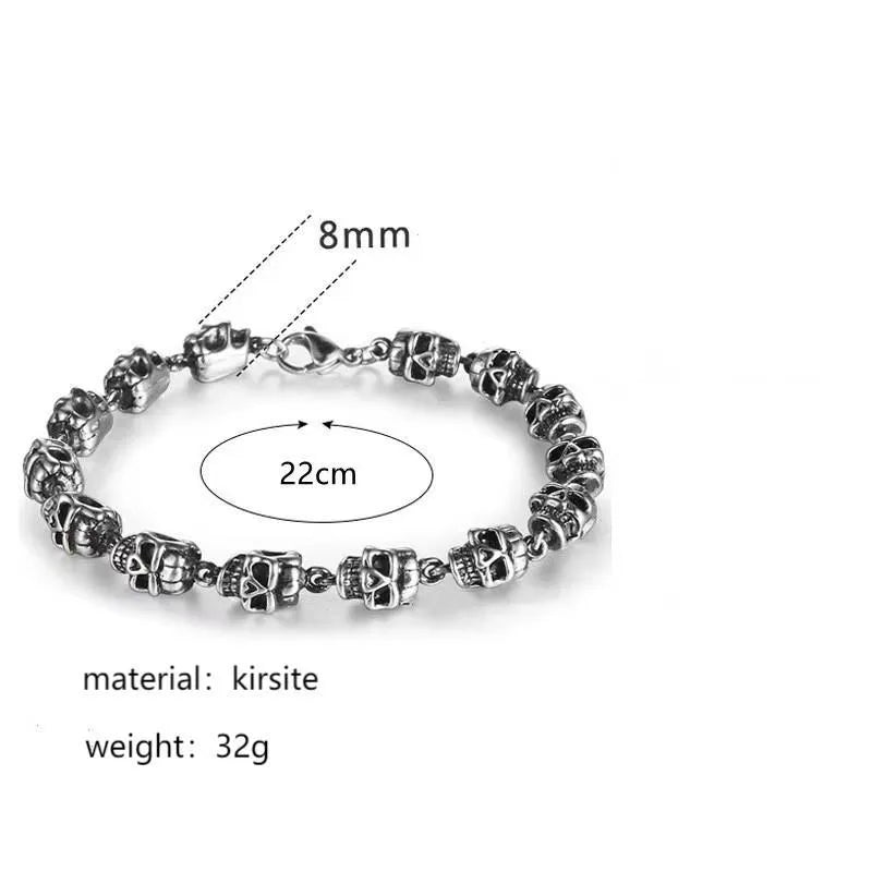 Pulsera de aleación con diseño geométrico de calavera, estilo hip-hop - imagen 5