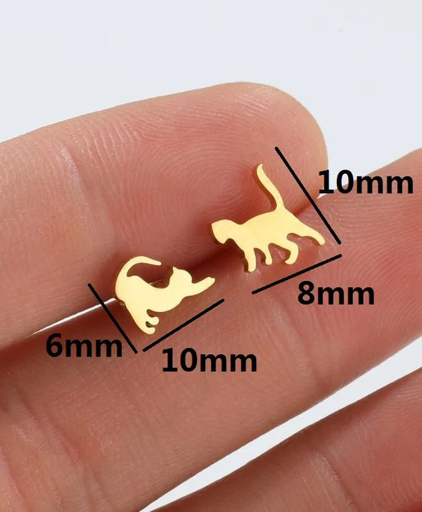 Aretes de botón de acero 304 con baño de oro 18K y diseño de animalitos - imagen 21
