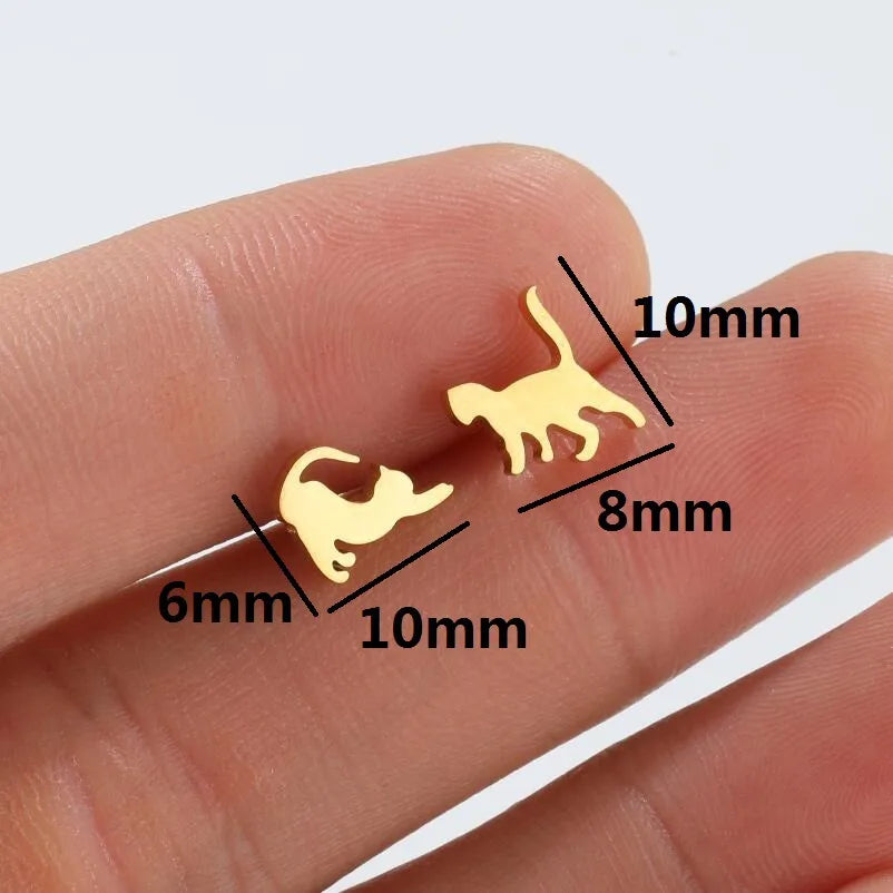 Aretes de botón de acero 304 con baño de oro 18K y diseño de animalitos - imagen 21