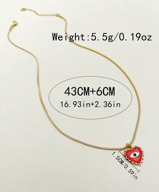 Collar con dije de sol, ojo turco y corazón en acero inoxidable 304 - imagen 8