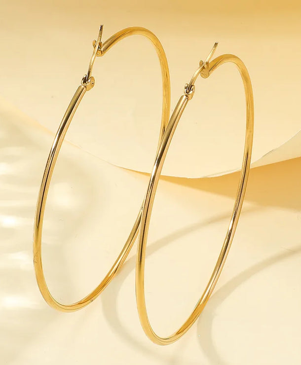 Aretes de acero con diseño de círculo y acabado pulido para mujer - imagen 5