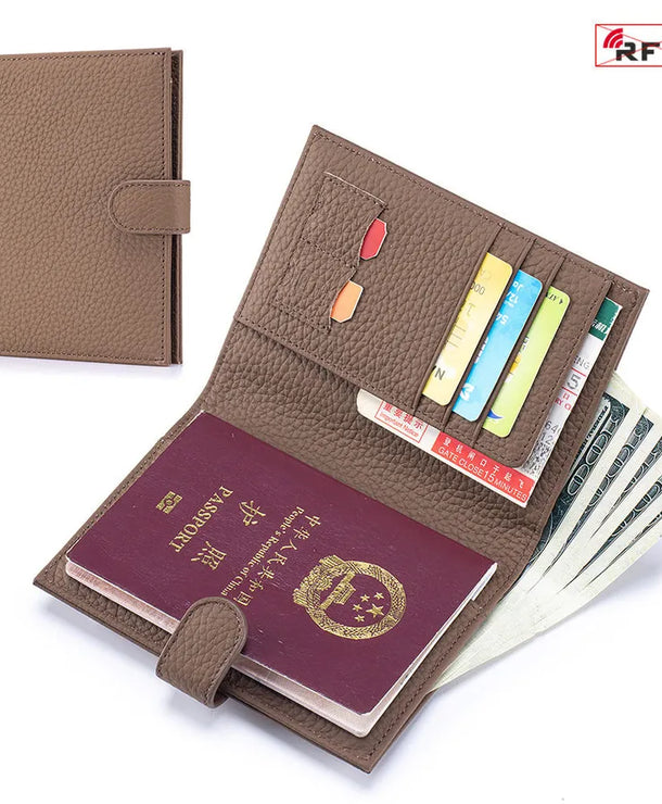 Portapasaportes de piel genuina para mujer con protección RFID - imagen 7